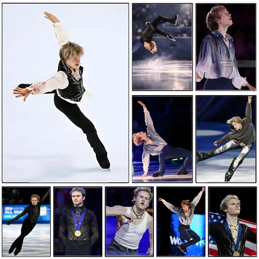 Figure Skating Athlete I-Ilia Malinin Poster  Self-adhesive Art Waterproof Paper Sticker Coffee House Bar Room Wall Decor