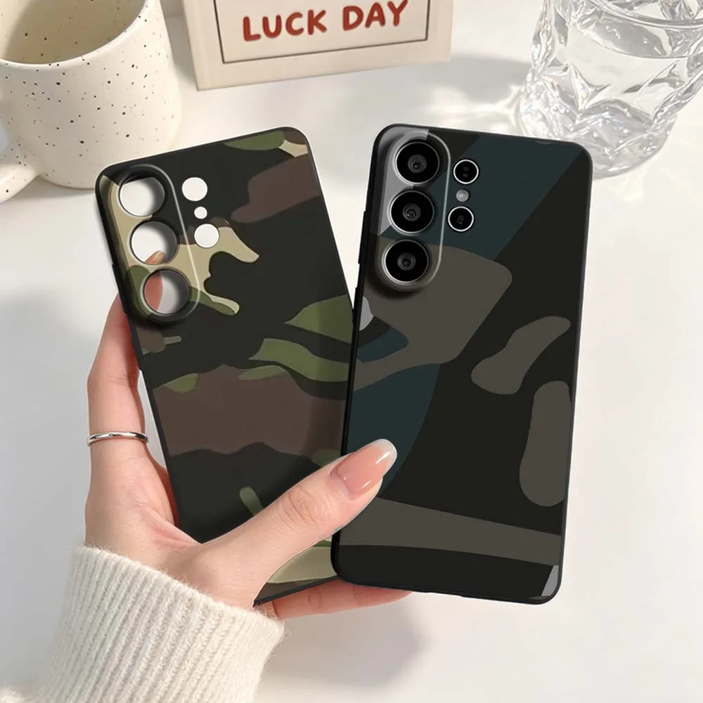 Graffiti Army Green camouflage For Samsung Galaxy S26 S25 S24 S23 S22 S21 S20 Pro Edge Ultra Plus FE 5G Black Cover Phone Case
