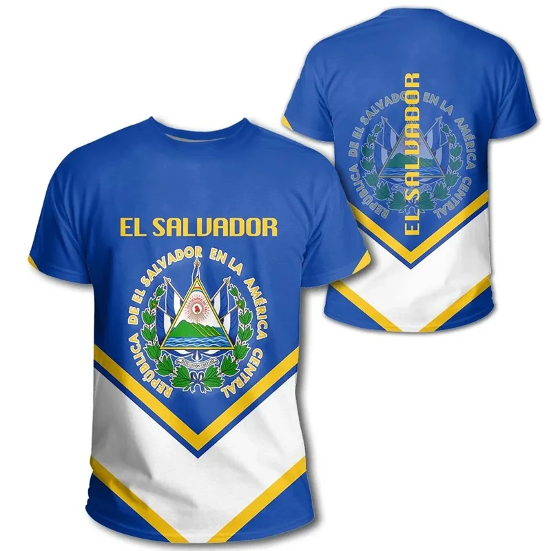 El Salvador Flaggenkarte 3D-Druck T-Shirt für Herren Kleidung Mode Herren T-Shirt Nationales Emblem T-Shirt Unabhängigkeitstag Tee Damen Top – Detail 13