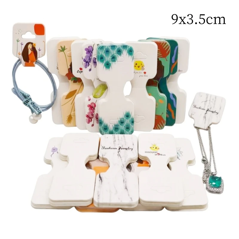 100pcs 9X3.5cm color printed jewelry display card necklace headband bracelet packaging DIY