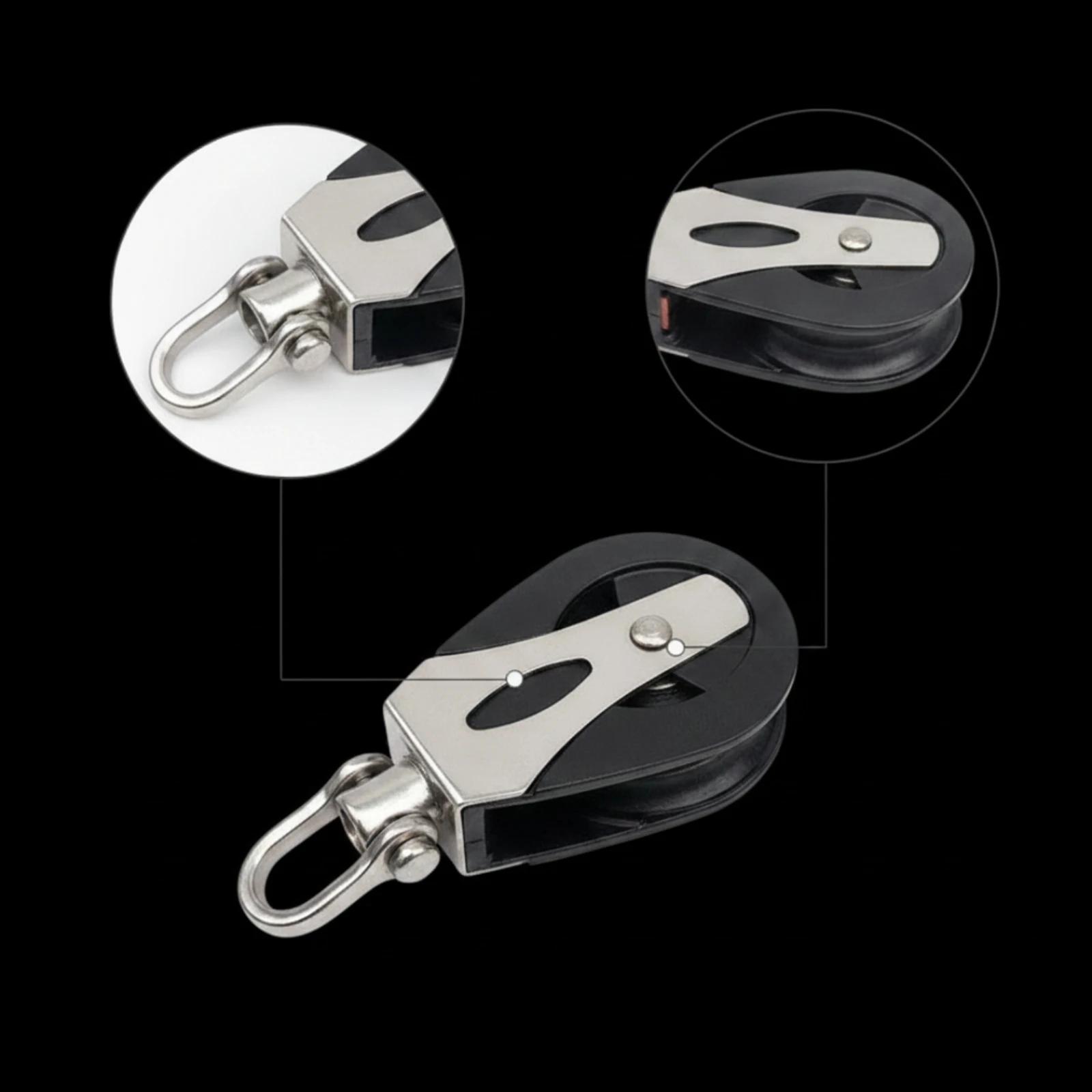 Single Pulley Compact Rope Pulley Block Smooth-Rolling Hardware Rustproof for Sailors, Marine Rigging, Sailing