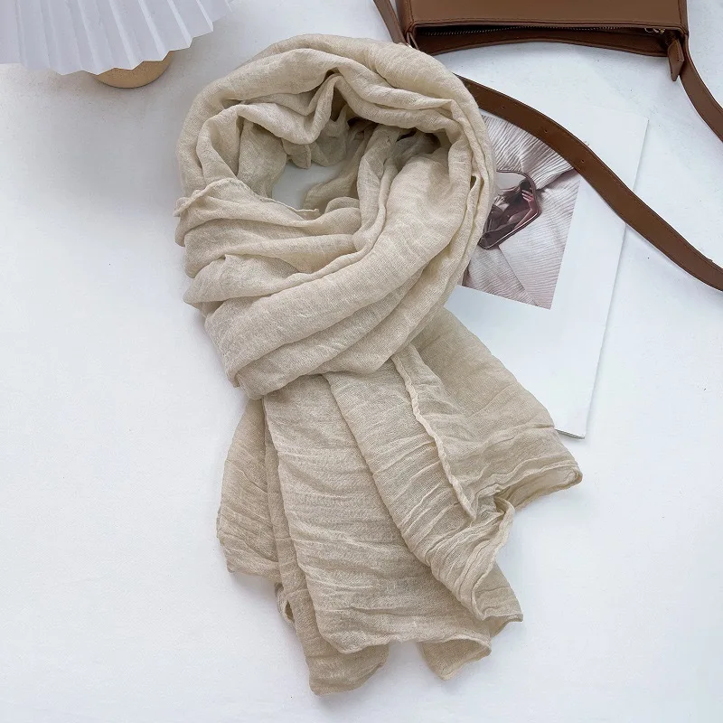 

Однотонный хлопковый и льняной шарф с принтом тай-дай, женский тонкий весенне-осенний новый однотонный хлопковый мягкий шелковый платок в стиле ретро, универсальный