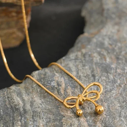 여성용 골드 컬러 활 매듭 뱀 뼈 체인 목걸이, 매력적인 금속 방수 쥬얼리 비쥬, 패션 신상  Best5