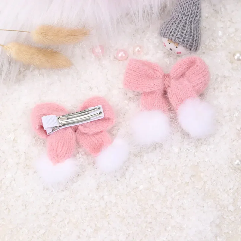 2pcs Hair Bows Clips Girls Princess New Headwear Kids Cute Fur Ball Baby Hairpins Barrettes Hair Accessories