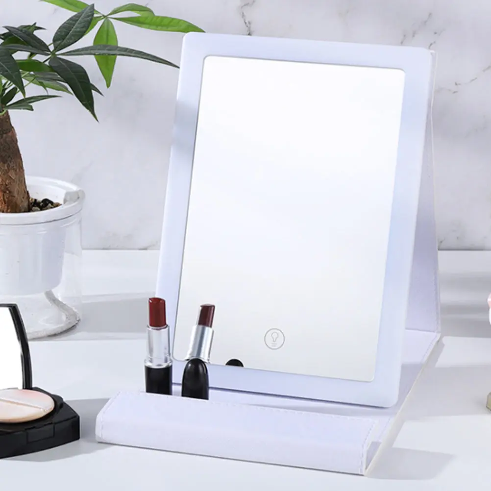 

1Set Folding LED Makeup Mirror Portable Lightweight Desktop Mirror High Definition Chargeable Travel Gift for Women