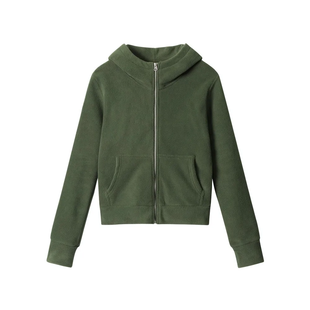 Calcetín de mano ajustado Polar sudaderas con capucha mujeres niñas básico Casual Oficina con capucha Retro ropa de invierno ropa de calle