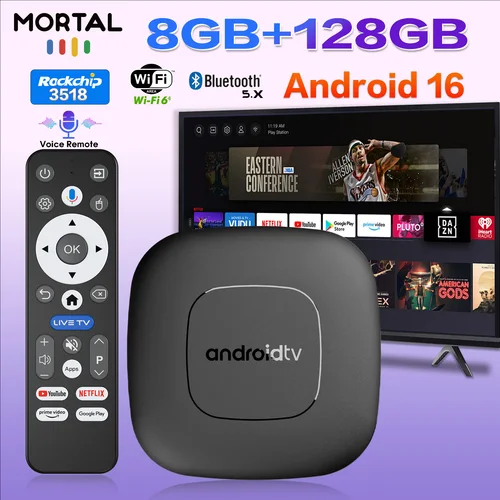 HOT 2026 Mortal T1 Android 16 Smart Home Theater TV Box BT5.4+2.3 Google Assistant RK3518 8GB RAM 128GB ROM Wifi 6 Reproductor Multimedia
