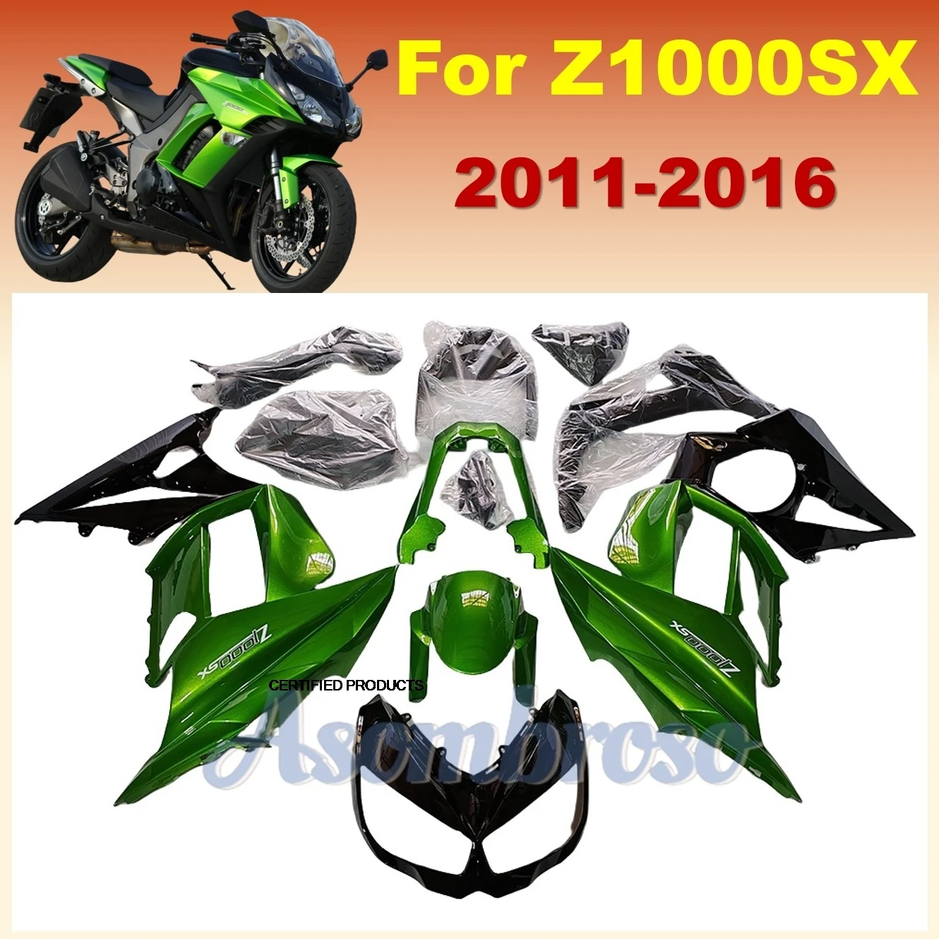 

New ABS Fairings Kit Fit For Kawasaki Ninja Z1000SX 2011 2012 2013 2014 2015 2016 Z1000 11-16 Set gloss green black