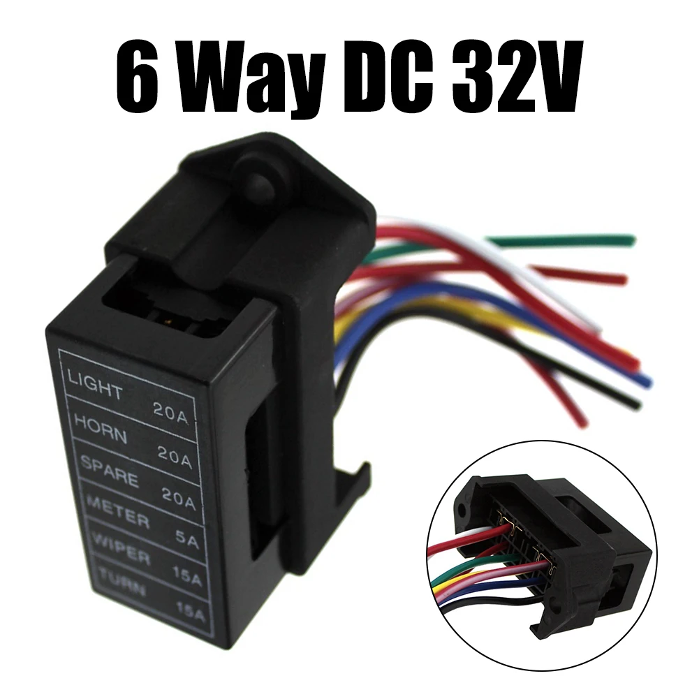 

6 Way Fuse Block Car Fuse Holder Automotive Applications Max Voltage 32V Mounting Hole Diameter 6.5mm 6 Way Fuse Box Holder