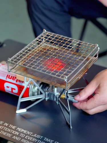 CAMPINGMOON-red plegable para parrilla de tostadas, uniforme para acampar al aire libre, estilo tarjeta para hornear, estufa de Gas, 304