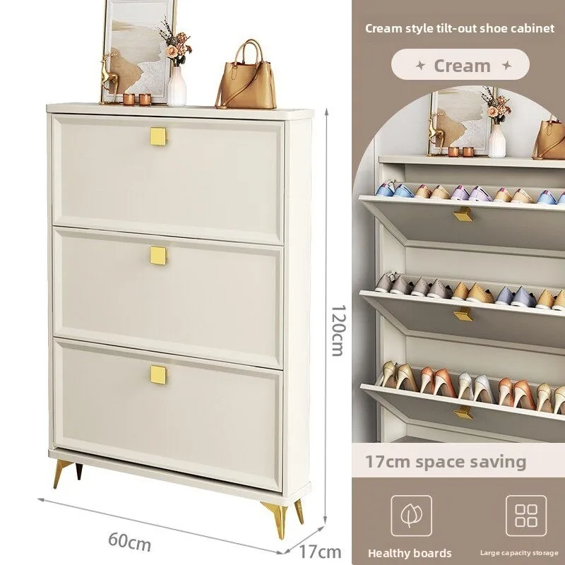 Cream Ultra Thin Entryway Shoe Cabinet Flip Open Space Saver Organizer Muebles Shoes Cabinet Shoes Rack Shoes Storage