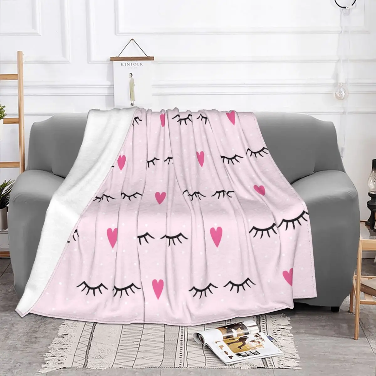 Cute Closed Eyes Blankets Fleece Autumn Winter Cartoon Beauty Eyelash Multifunction Super Soft Throw Blankets Bedding Rug Piece