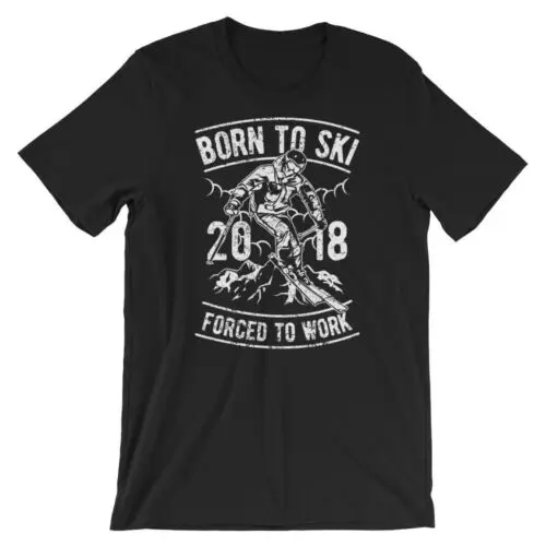 Born To Ski T-Shirt. Skiing 100% Cotton Premium Tee NEW