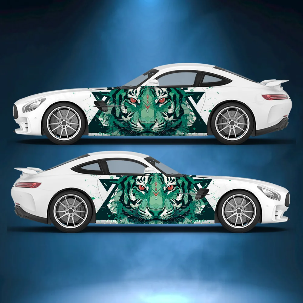 Tiger Technology Geometry Car Vinyl Wraps Decal Self-adhesive PVC Sticker Suitable for Trucks SUV Decor Auto Accessories Gift