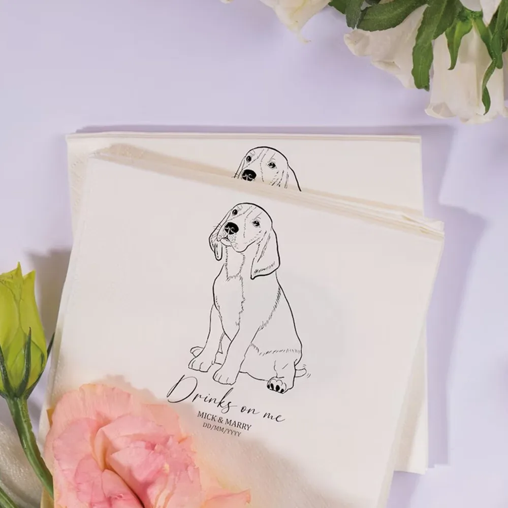 

Custom Illustrated Dog Wedding Napkins | Custom Pet Wedding Napkins | Custom Paper Napkins | Custom Engagement Napkins |Personal