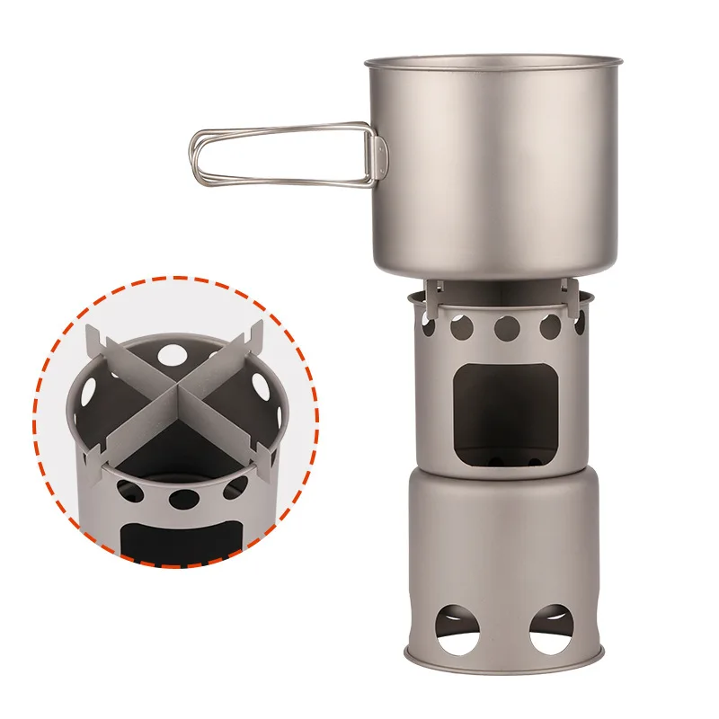 Camping Ultralight Titanium Stove Portable Folding Firewood Stove - Image 3