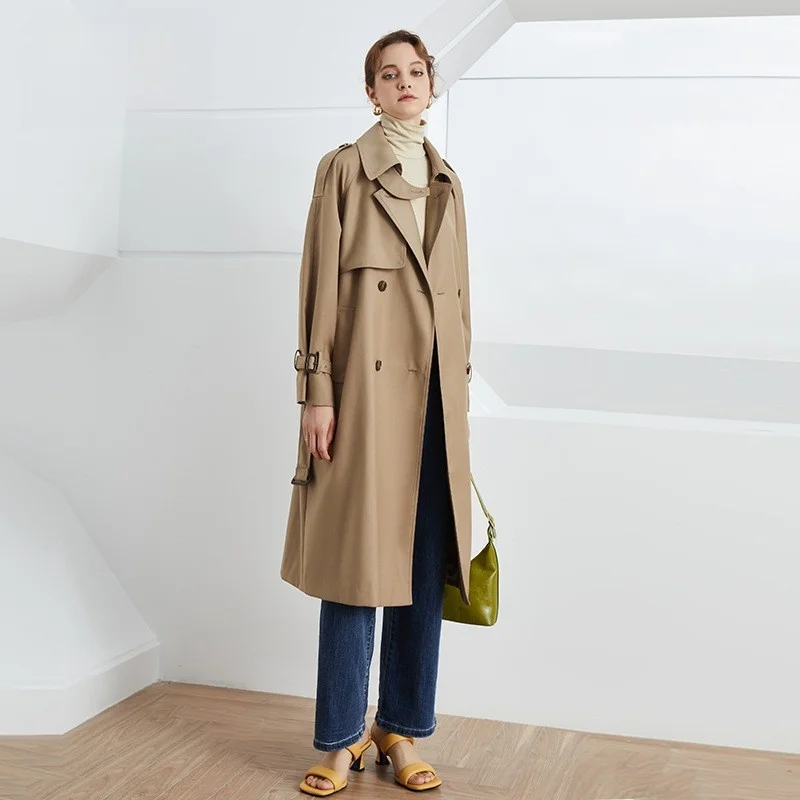 

DFVF Briti Sle Long Length Women's Coat Double Breasted Drapey Loose Fit Autumn Winter New Arrival Ele mat