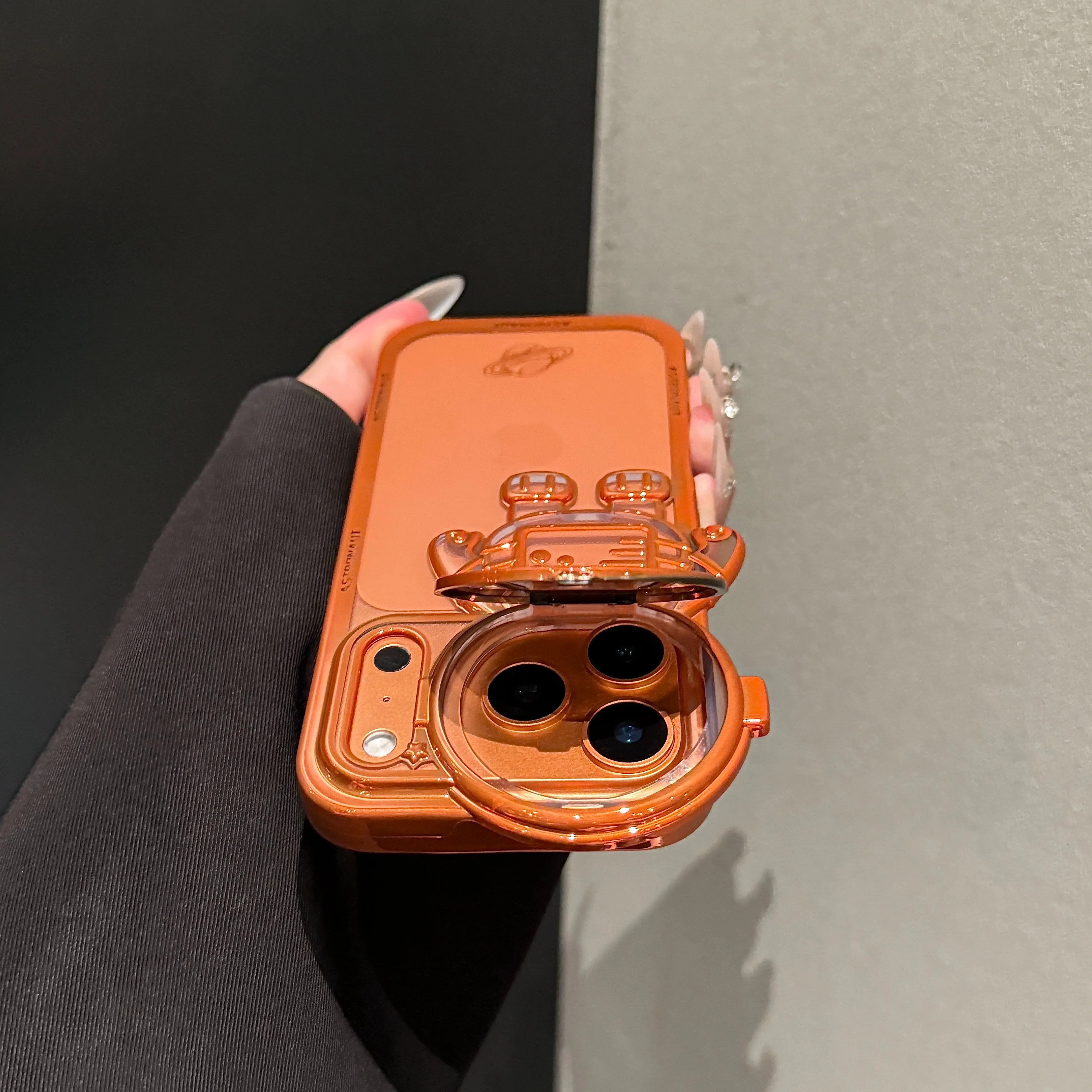 جديد الكرتون رائد الفضاء مطلي جراب هاتف آيفون 17 16 15 14 13 12 برو ماكس زائد كاميرا حماية قوس غطاء واضح #2