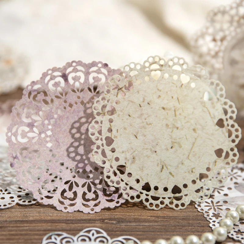 JIANQI 10 pcs Vintage Hollow lace Stickers pack Decorative Scrapbooking Diary Album hand made junk journal supplies