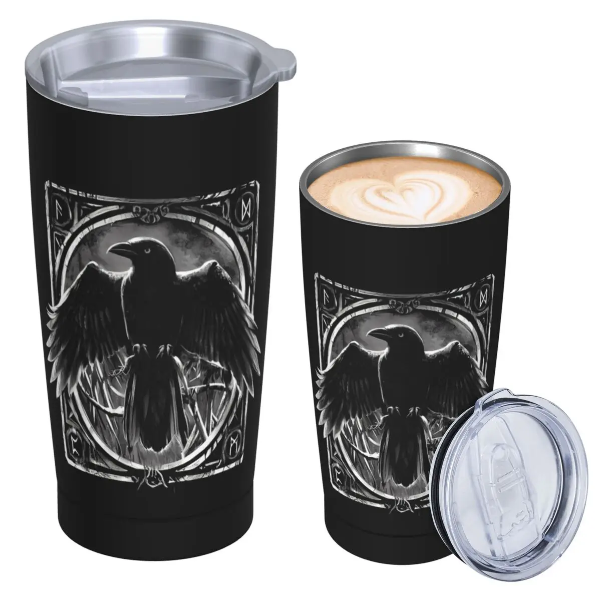 Odin's Watcher Yggdrasil Raven Stainless Steel Tumbler Vacuum Insulated Mugs Thermal Cold Bottle Straw With Lid 20oz