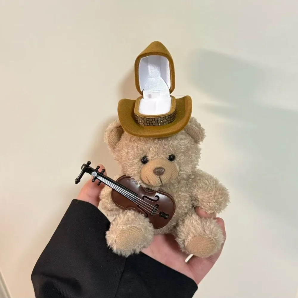

Bear Plush Puppy Doll Ring Box Dog Engagement Ring Wedding Ring Case Plush Stuffed Couple Rings Holder Valentine's Day gift