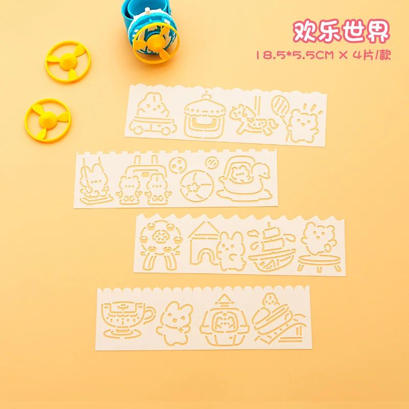 4pcs/set Food Animal Stencils Templates for Painting Draw Kids Plastic Stencil DIY Scrapbook Coloring Embossing Album Decorative