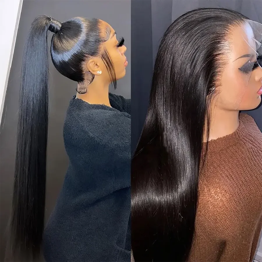 

Straight Lace Front Wigs Human Hair Cheap Bling Pre Plucked 32 Inches Straight Brazilian 13x4 Lace Frontal Human Hair Wig