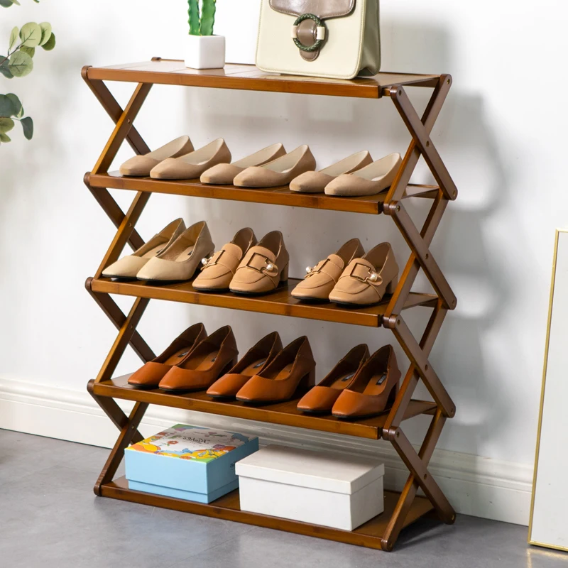 

Wooden Display Tall Foldable Shoe Rack Organizer Space Saving Modular Telescopic Shoe Rack Entryway Sapateira Room Furniture