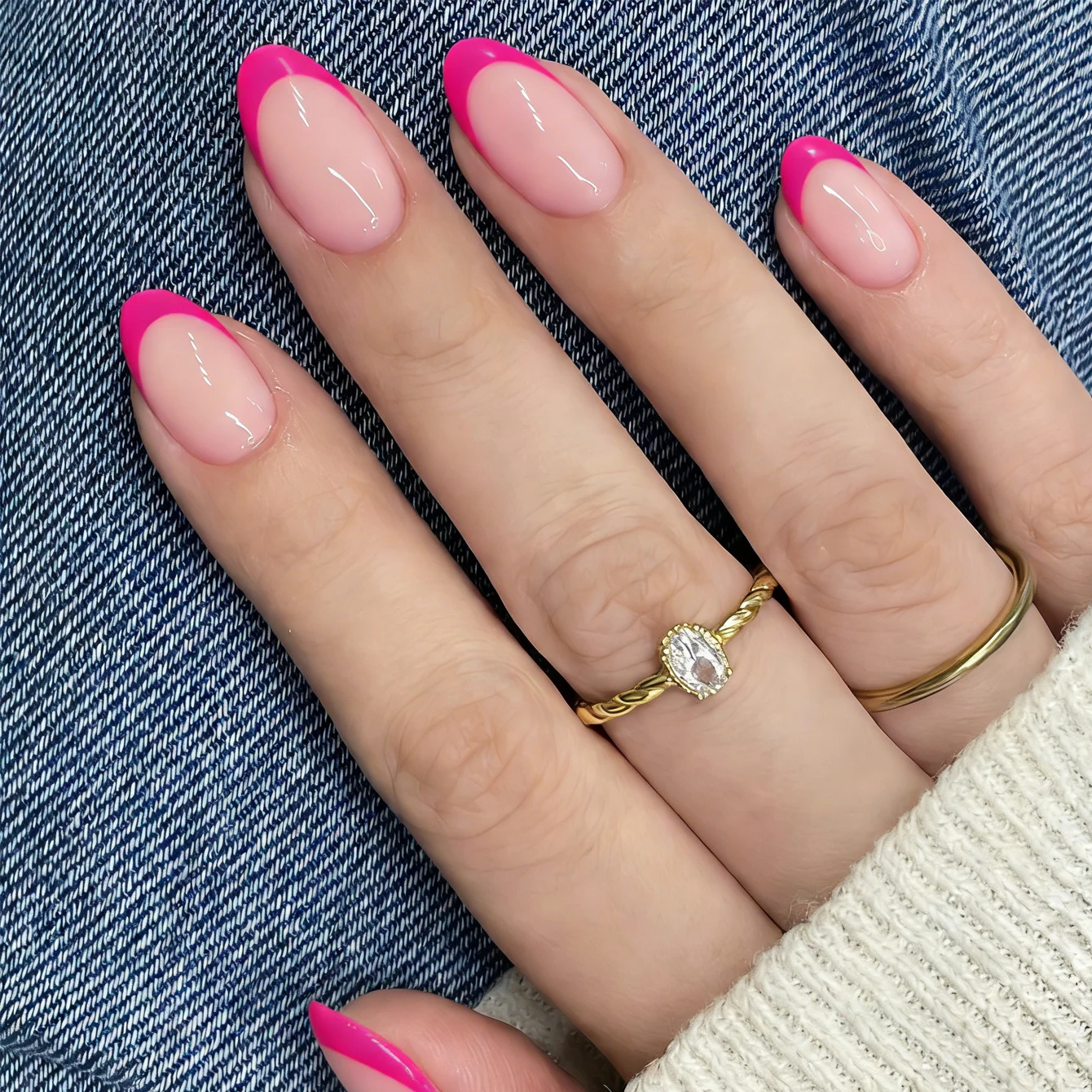 24 Stück - Französische Mandelnägel mit weißem Rand - Aufhellendes Nagelkunst-Set mit abnehmbaren Kunstnägeln für Festivals, Verabredungen und den täglichen Gebrauch – Detail 2