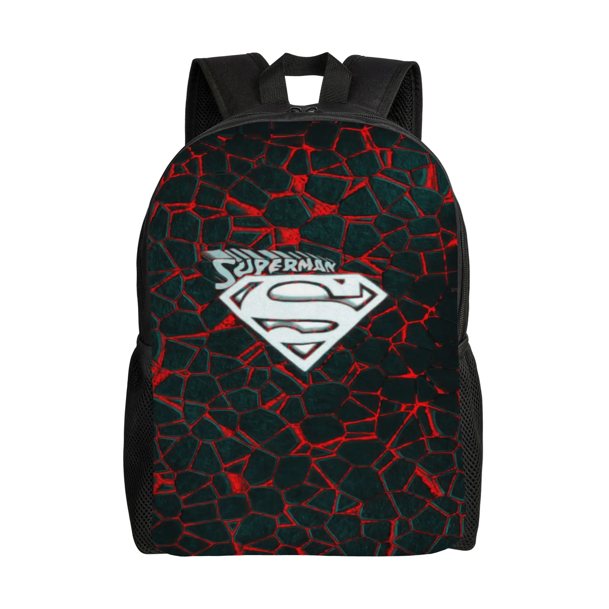 Back to school season Cracked Red Background Superman Emblem Knapsack  Couple Versatile Backpack