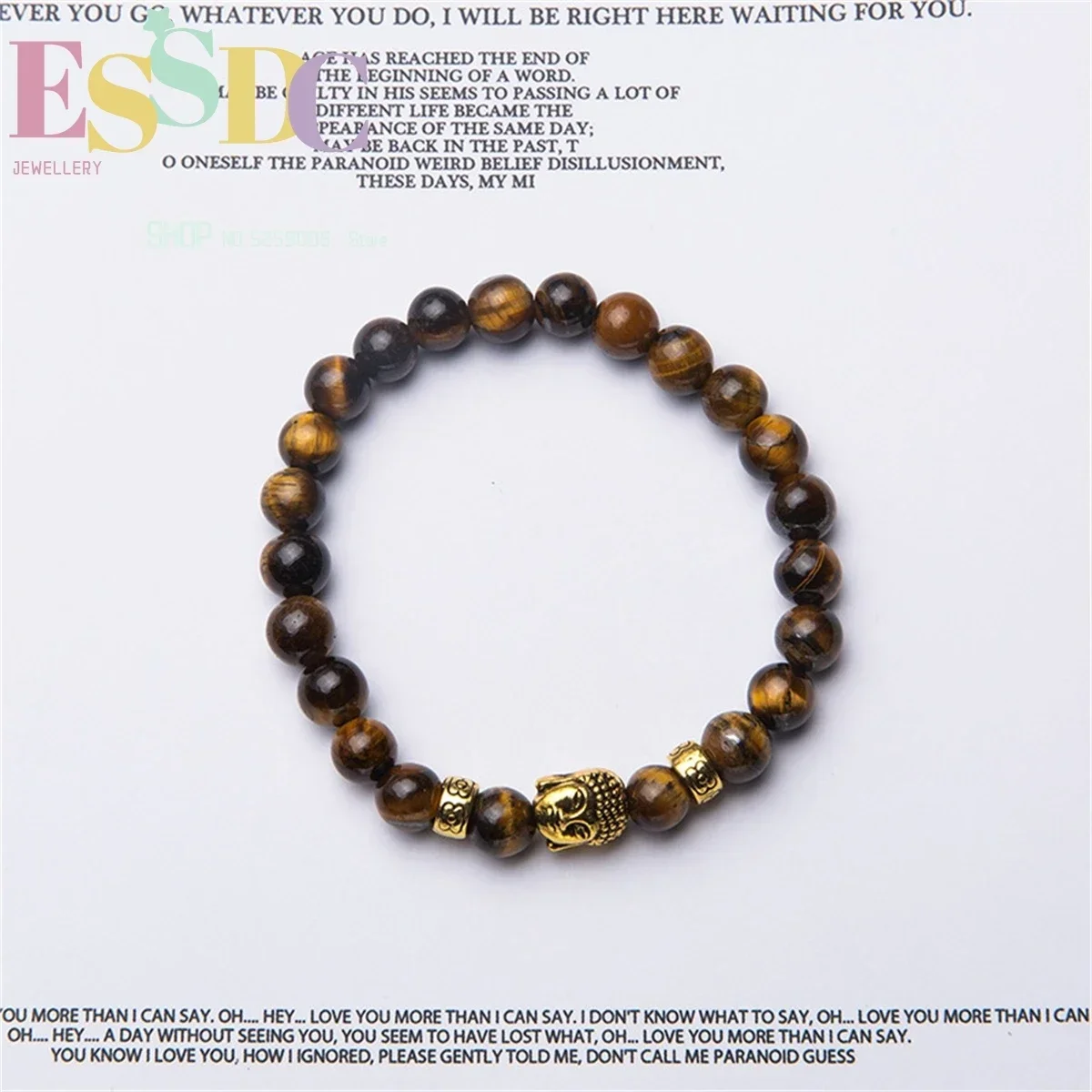 8mm Natural Tiger Eye Stone Bracelet Cool Men's Energy  Wrap  Buddha Head Charm Bracelets Diy Gift Wholesale