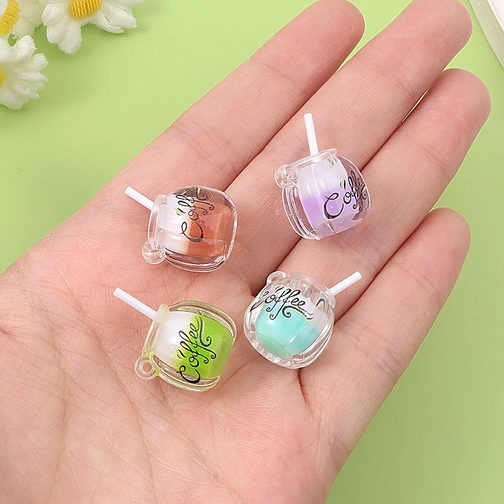 2/6/10pcs Milk Tea Coffee Cup Shape Charms Luminous, DIY Bracelet Necklace Earrings, Valentine's Day Christmas Gift Accessories