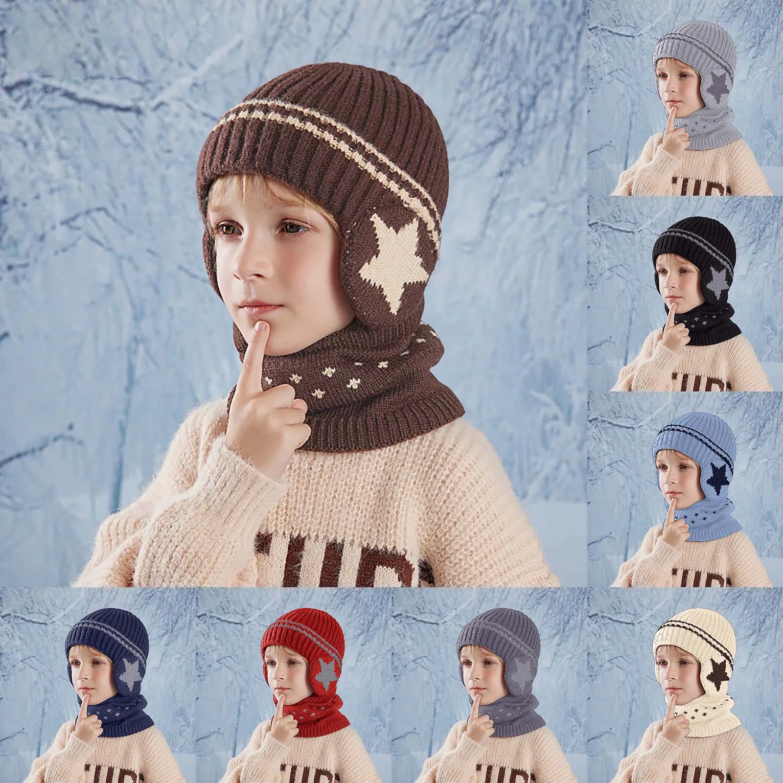 Children Hat Scarf Set Kids Beanies Caps Knitted Scarves Cap Ear Protection Comfortable Thick Warm Winter Sets For Baby Boys