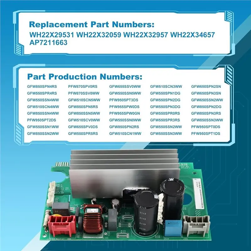 A74G-OEM Replacement Inverter Control Board WH22X35837 For GE Washer Models WH22X29531 WH22X32059 WH22X32957 WH22X34657 AP721166