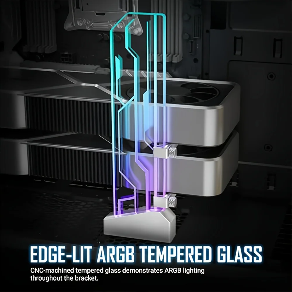 

Кронштейн поддержки графического процессора RGB, держатель видеокарты, закаленное стекло, адресный разъем RGB 5 В 3-контактный разъем RGB