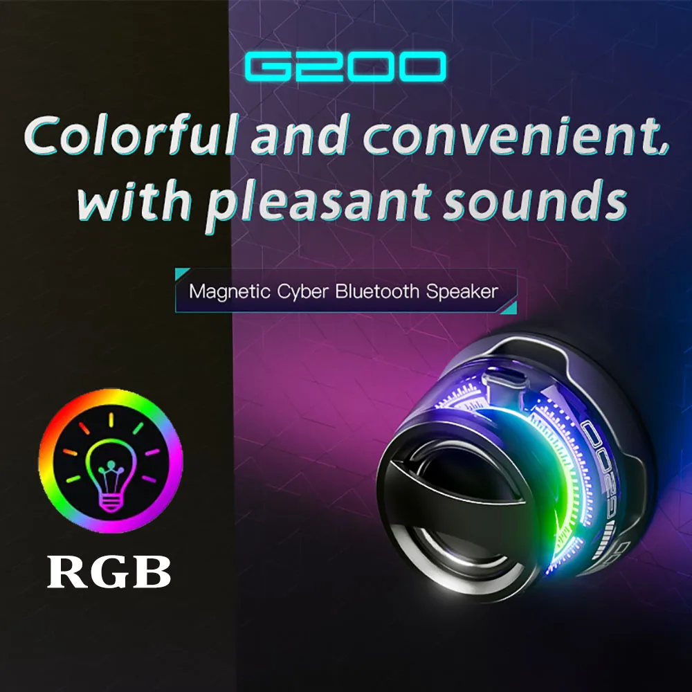 Bluetooth 5.3 Speaker Magnetic Speaker Portable Mini Speaker Colorful RGB Light Speaker Mini Sound Box for Home Office Outdoor