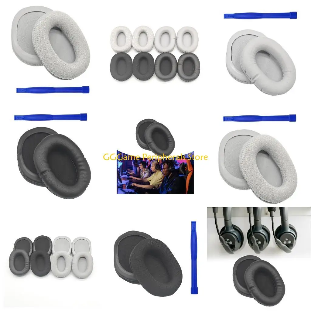 U55B Comfortabele spons-oorkussens Oorkussens Covers voor hoofdtelefoon Eiwitleer/maasmouwen voor muziekliefhebbers