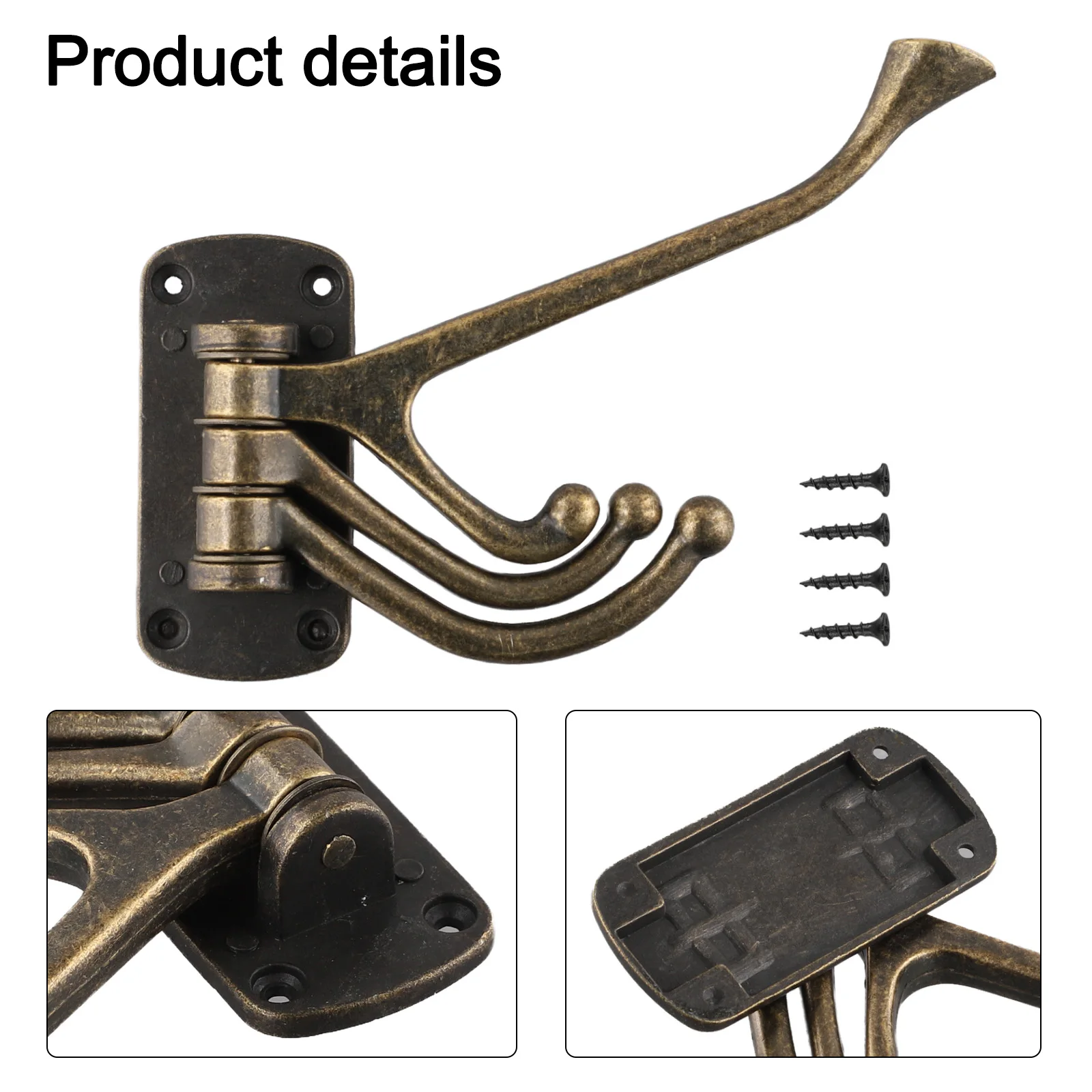Elegant Decorative Coat Hanger Space Saving Hook Coat Hook 3 Arms Design Multipurpose Space-saving Sturdy Material