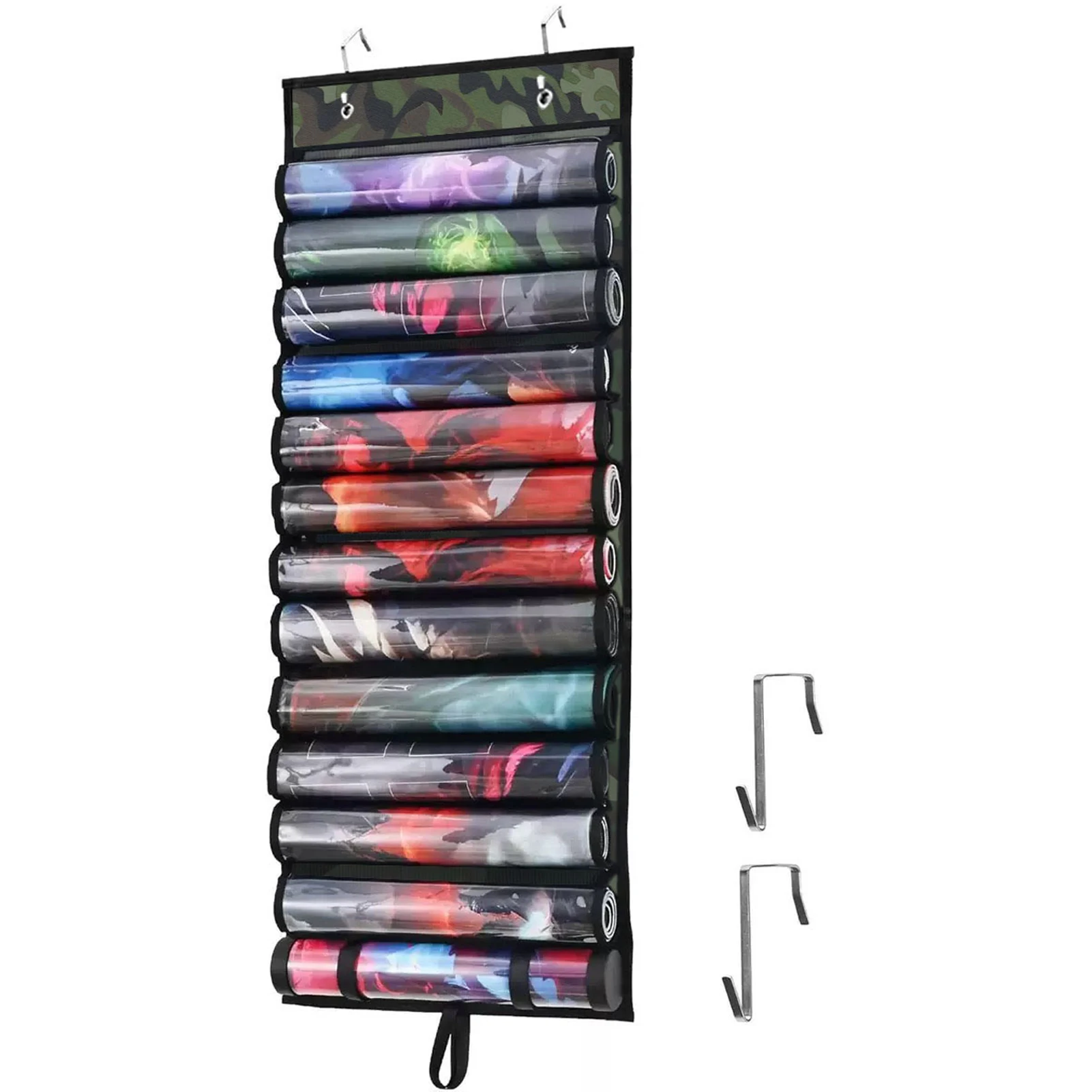 

Playmat Holder, Playmat Tube Storage Bag for MTG with 2 Hooks, Fits 12+1 Card Game Playmats with Transparent Plastic Slots, Port