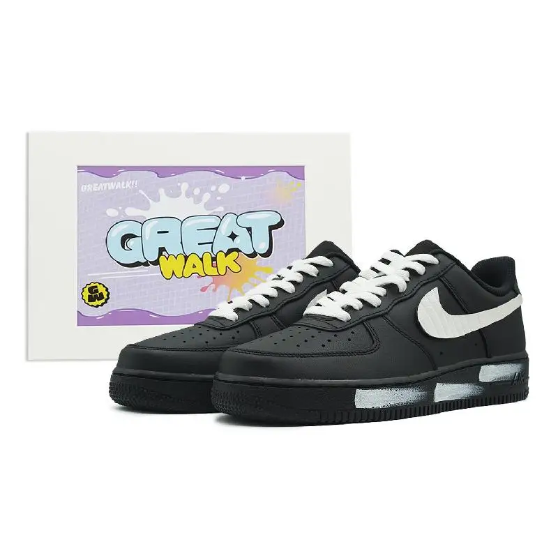 【Customize】Nike Air Force 1 Skateboarding Shoes Unisex Low-top Black/white Sneakers shoes CW2288-001