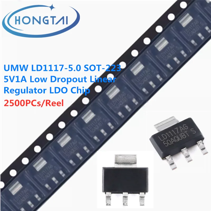 

2500PCs/Reel Free Shipping UMW LD1117-5.0 SOT-223 5V1A Low Dropout Linear Regulator LDO Chip Original New