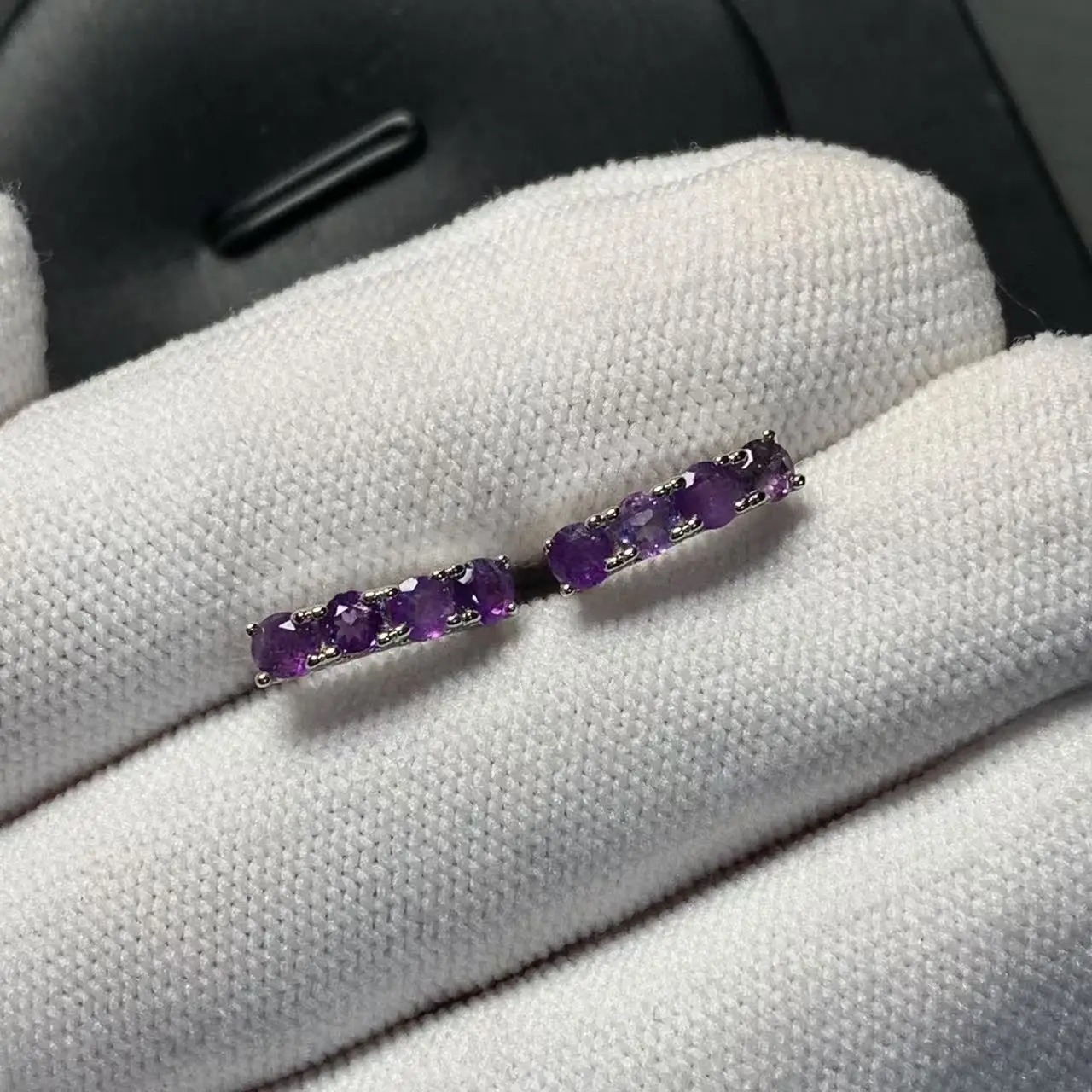 HEYYA STONE Vintage Natural Amethyst Hoop Earrings Simple Classic Round Circle Gemstone Jewelry Handmade 14K GOLD exclusive