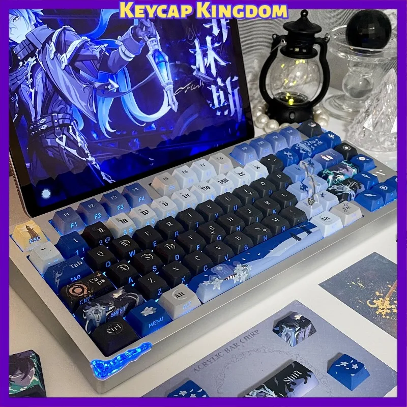 Genshin Impact Flins Anime Keycaps Mechanical Keyboard Cherry PBT Custom Cute Keycap PC Gaming Keyboard Accessories Gift Collect