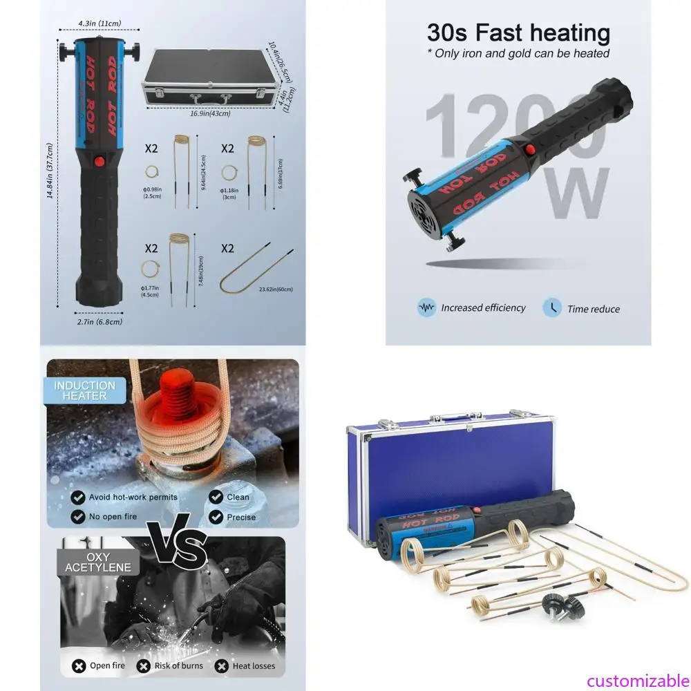 

Portable 1200W 110V Magnetic Induction Bolt Heater with 8 Coils and Nut Buster Tool in a Carrying Case