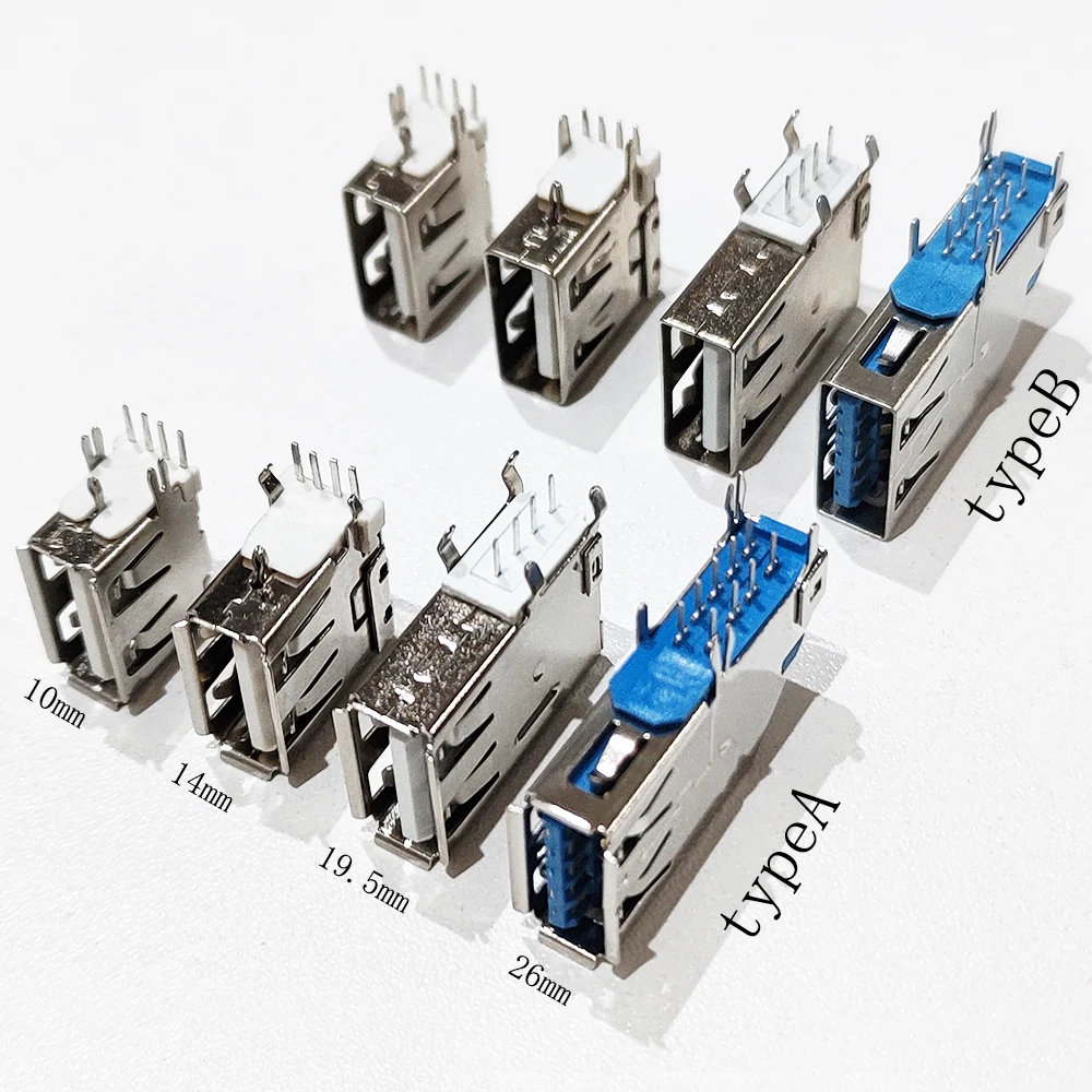 5PCS USB2.0/USB 3.0 AF Type High-Speed Socket Connector USB Female Jack Side DIP Long/Short Body For Data Transmission Charging