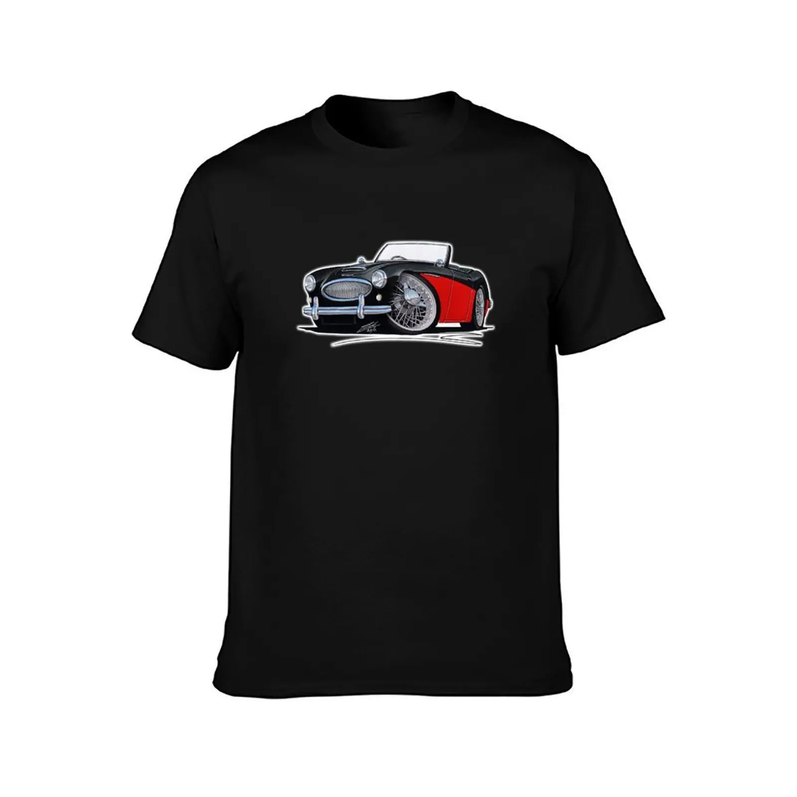 Austin-Healey 3000 Black/Red T-Shirt Basic Casual Short Sleeve Cotton Shirt