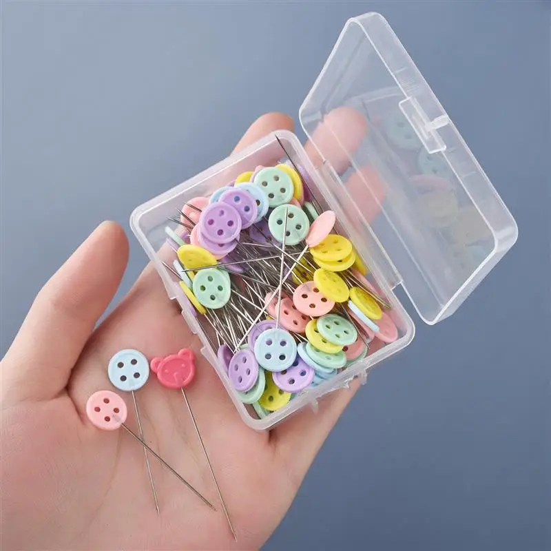 100/50Pcs Dressmaking Pins Sewing Embroidery Patchwork Tools Positioning Needle Fixed Metal Button Pins DIY Sewing Accessories