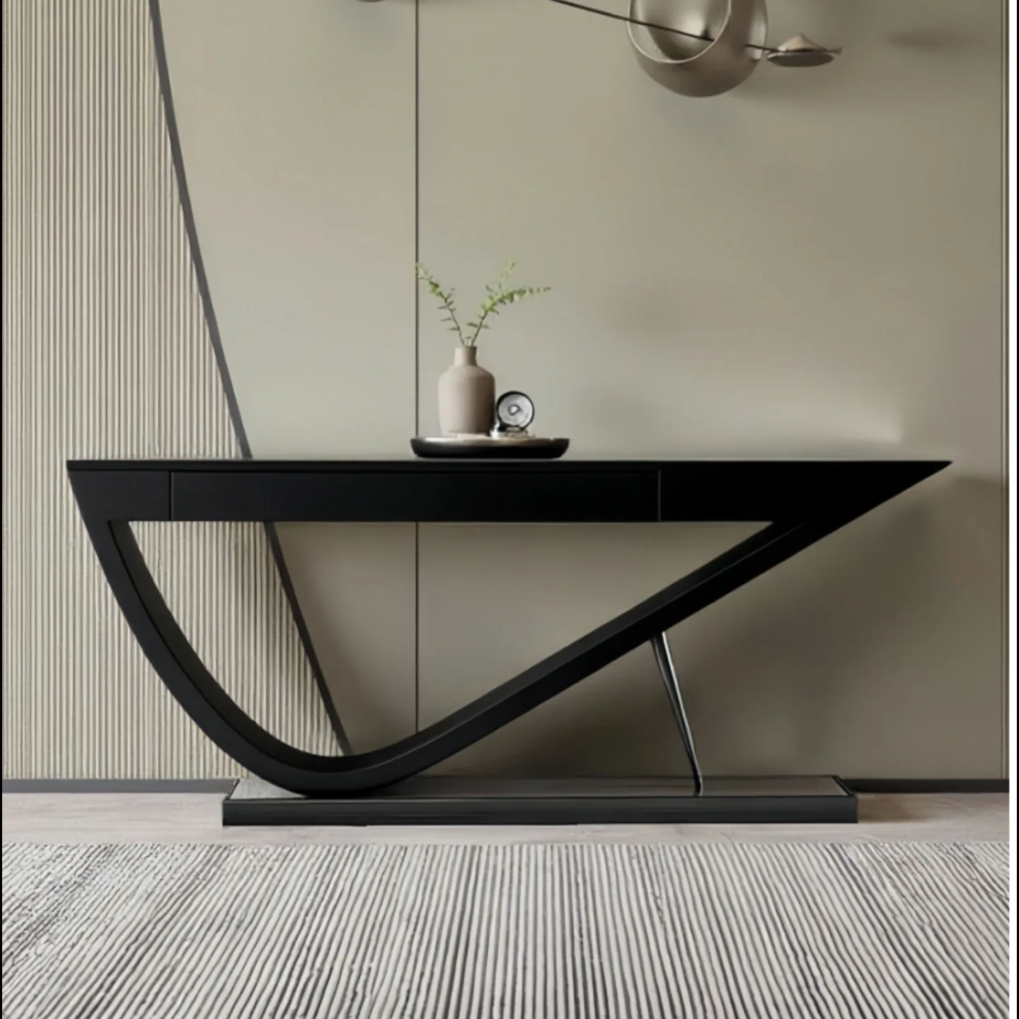 Italian light luxury paint Entrance table Villa hotel Entrance cabinet Modern simplicity