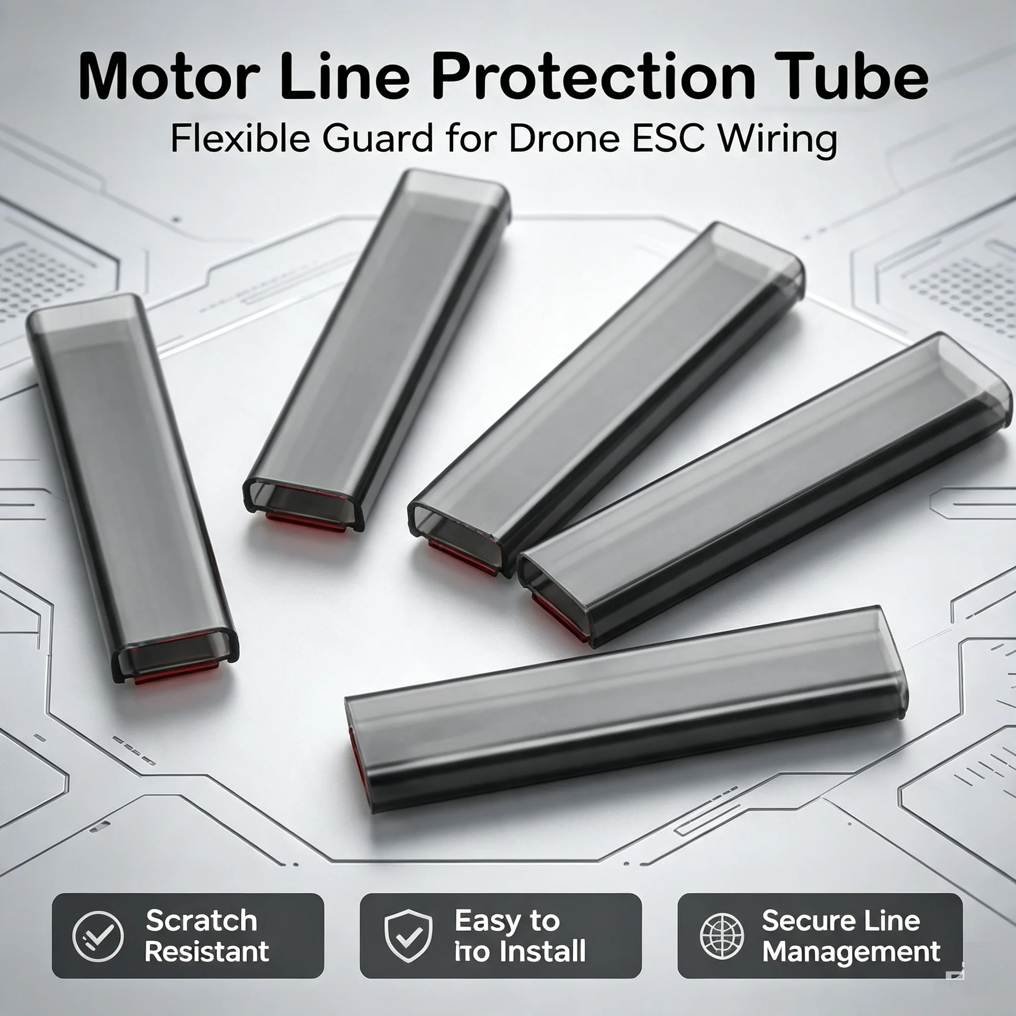 Transparent Black PVC Flat Cable Conduit, Motor Wire Harness Tube, Arm Cable Organizer