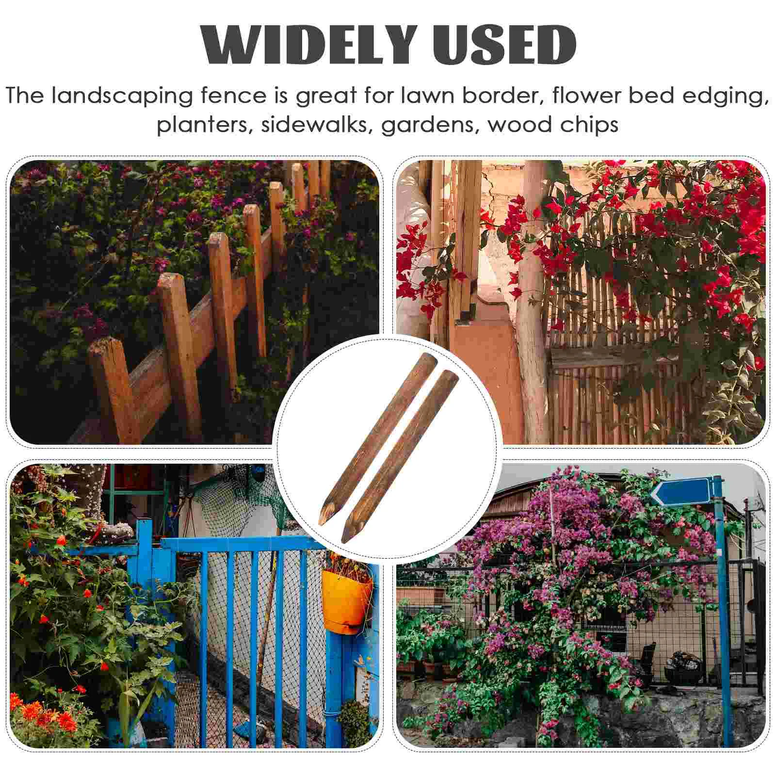 2 Pcs Carbonized Anti-corrosion Wood Tree Support Frame Courtyard Garden Fence Fixed Wooden Stakes Picket Pile